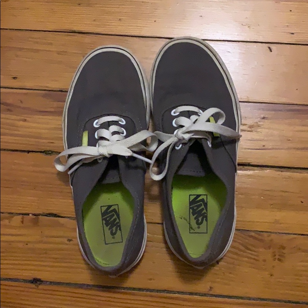 grey vans with green/yellow interior